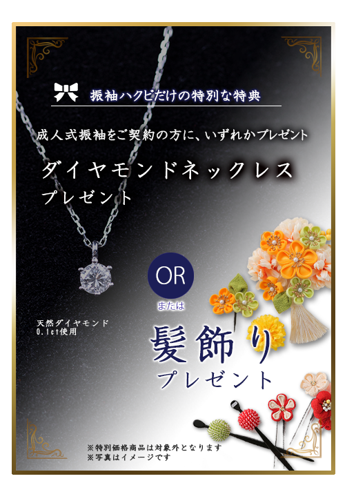 ご契約特典ダイヤネックレスまたは髪飾りプレゼント